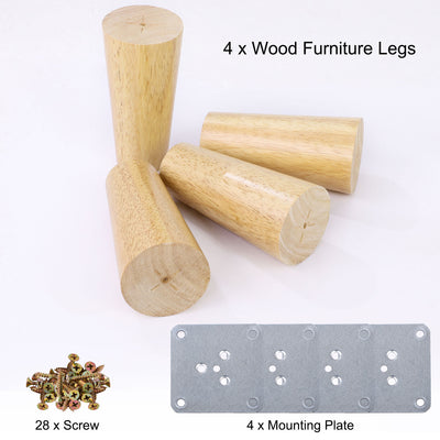 Harfington Uxcell Wood Furniture Legs 4Pcs, Hardwood Replacement Feets for Sofa Table Cabinet