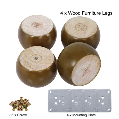 Harfington Uxcell Wood Furniture Legs 4Pcs, 1.6 Inch Solid Replacement Feets for Sofa