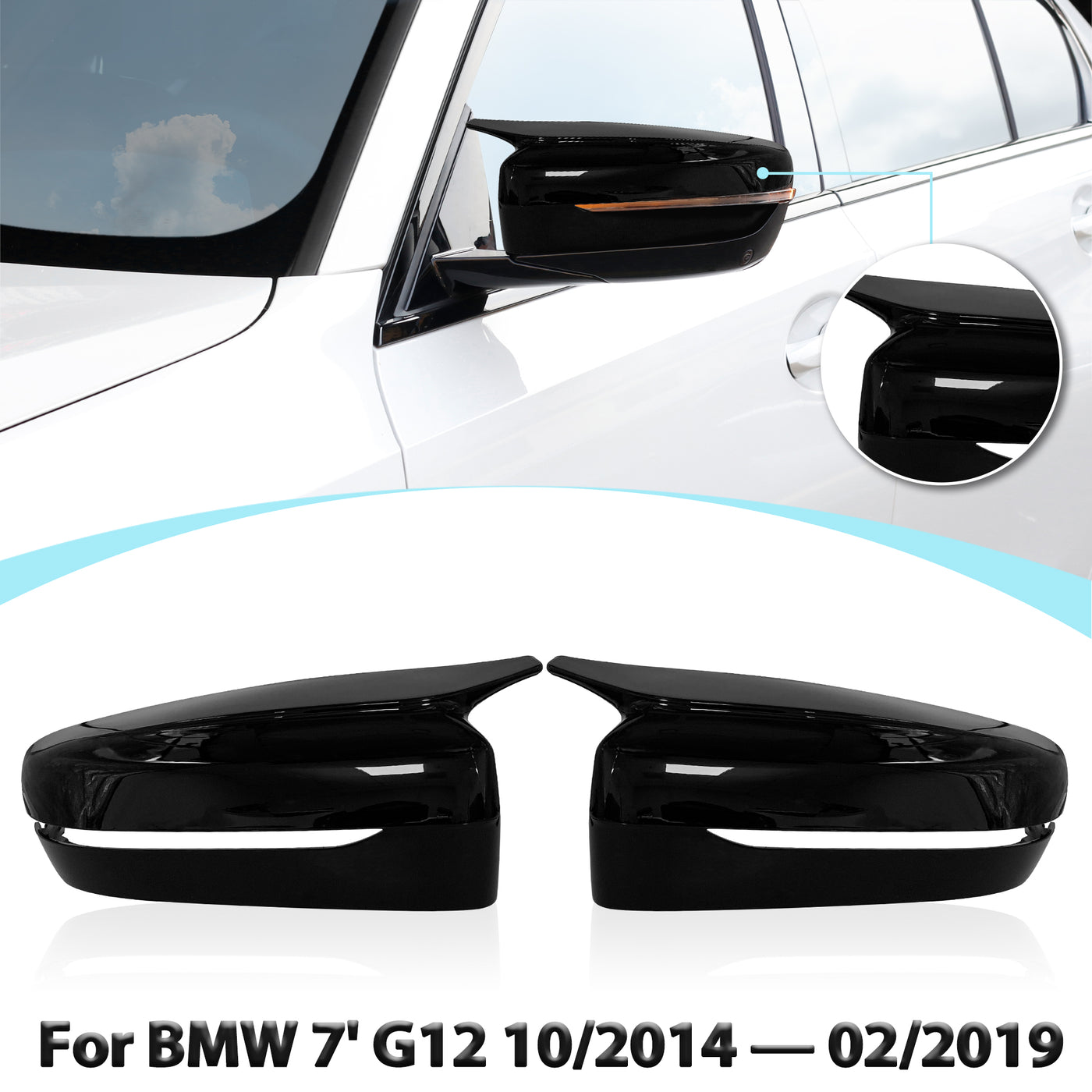 X AUTOHAUX Pair Exterior Rear View Mirror Housing Door Wing Mirror Cover Cap Gloss Black for BMW 3 Series G20 G28 2020