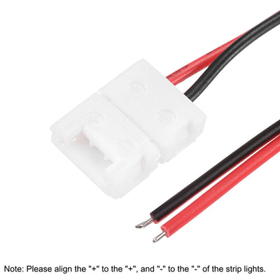 Harfington Uxcell 2 Pin 8mm Solderless Strip Light Connector, 150mm Strip Jumper Cable, for 3528 5050 Single Color LED Tape Lights 10Pcs