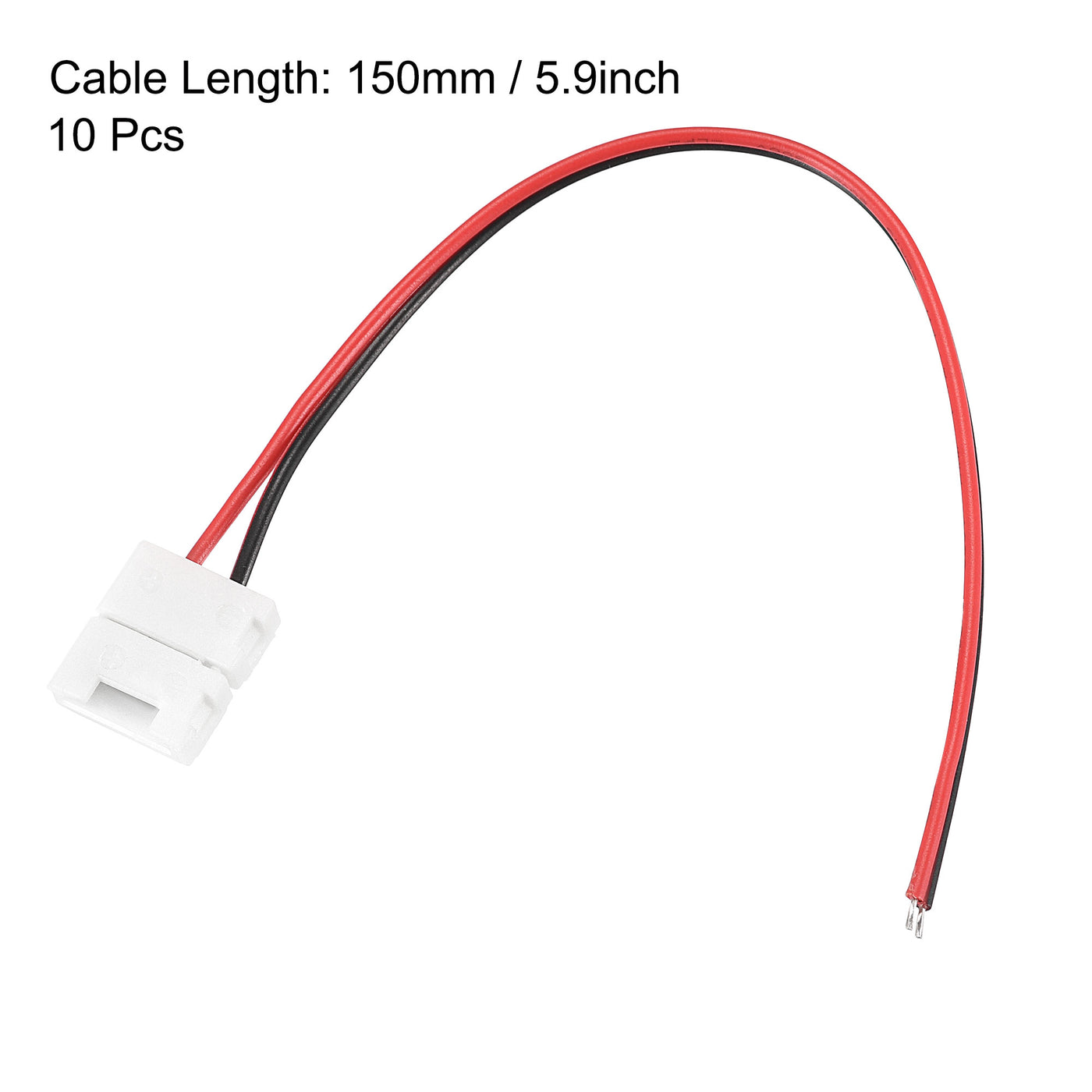 uxcell Uxcell 2 Pin 10mm Solderless Strip Light Connector, 150mm Strip Jumper Cable, for 3528 5050 Single Color LED Tape Lights 10Pcs