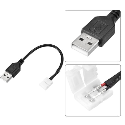 Harfington Uxcell LED-Streifenlichtanschluss 2 Pin 8mm Lötfreier Anschluss an USB-Kabel 150mm Länge Schwarz 5 Stück