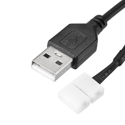 Harfington Uxcell LED-Streifenlichtanschluss 2 Pin 8mm Lötfreier Anschluss an USB-Kabel 150mm Länge Schwarz 5 Stück