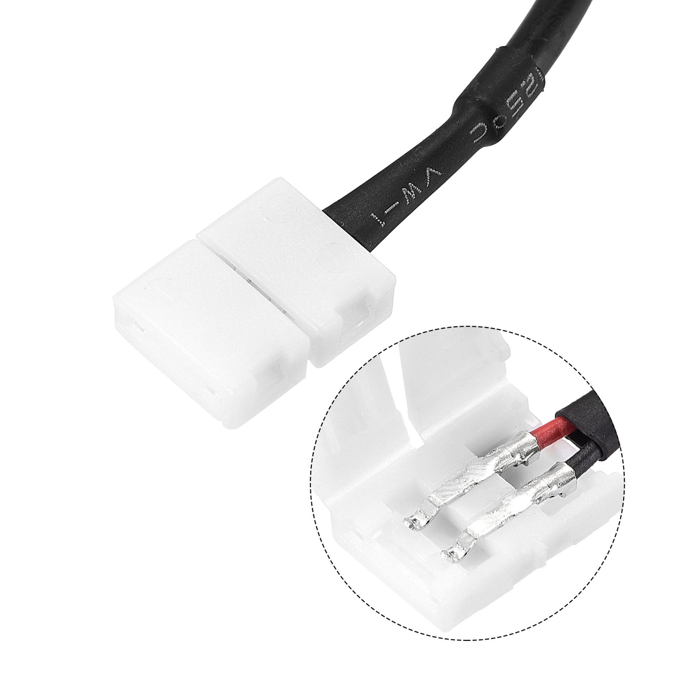 uxcell Uxcell LED-Streifenlichtanschluss 2 Pin 8mm Lötfreier Anschluss an USB-Kabel 150mm Länge Schwarz 5 Stück