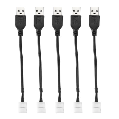 Harfington Uxcell LED-Streifenlichtanschluss 2 Pin 8mm Lötfreier Anschluss an USB-Kabel 150mm Länge Schwarz 5 Stück