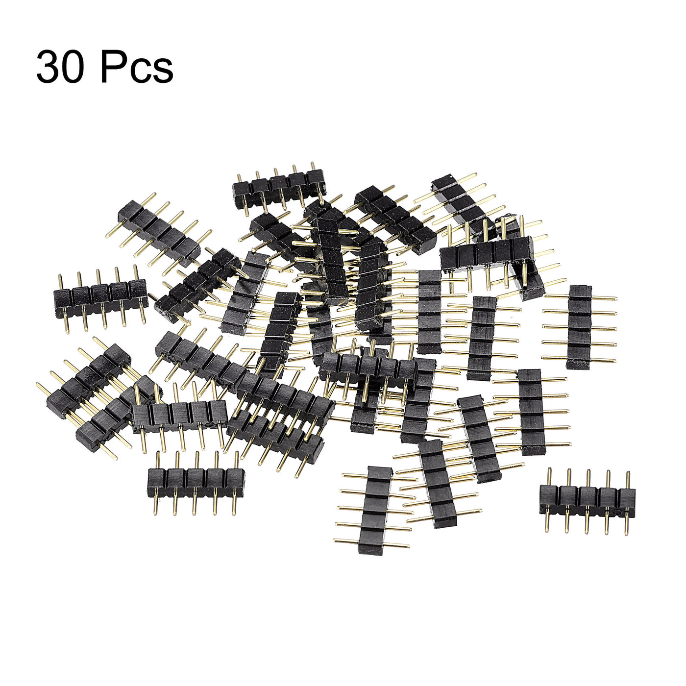 uxcell Uxcell 5 Pin Male to Male Plug Connector 30Pcs Black for Surface Mounted Devices 5050 RGB LED Strip Light