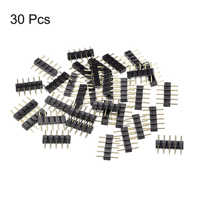 Harfington Uxcell 5 Pin Male to Male Plug Connector 30Pcs Black for Surface Mounted Devices 5050 RGB LED Strip Light