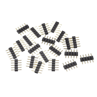 Harfington Uxcell 5 Pin Male to Male Plug Connector 30Pcs Black for Surface Mounted Devices 5050 RGB LED Strip Light