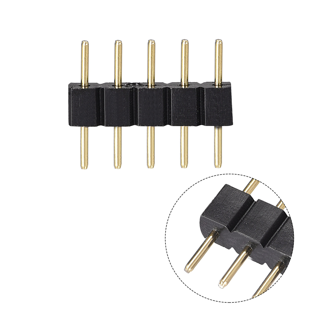 uxcell Uxcell 5 Pin Stecker auf Stecker 100Pcs Schwarz für Surface Mounted Devices 5050 RGB LED Streifenlicht