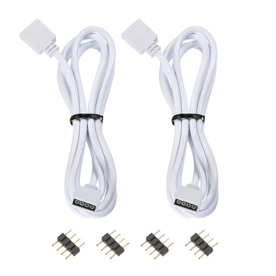 Harfington Uxcell 4 Pin 10mm RGB LED Strip Light Connector Verlängerungskabel 1M Länge Weiß 2Pcs mit 4Pcs Male 4 Pin Plugs