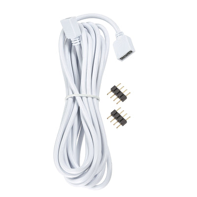 Harfington Uxcell 4 Pin 10mm RGB LED Strip Light Connector Extension Cable 3 Meters Length White with 2Pcs Male 4 Pin Plugs