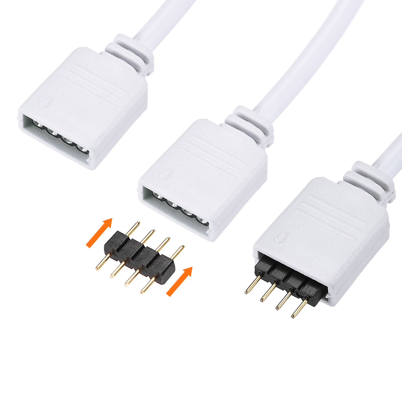 uxcell Uxcell 4 Pin 10mm RGB LED Strip Light Connector Extension Cable 3 Meters Length White 4Pcs with 8Pcs Male 4 Pin Plugs