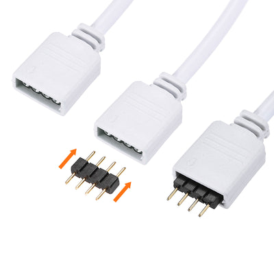 Harfington Uxcell 4 Pin 10mm RGB LED Strip Light Connector Extension Cable 3 Meters Length White 4Pcs with 8Pcs Male 4 Pin Plugs