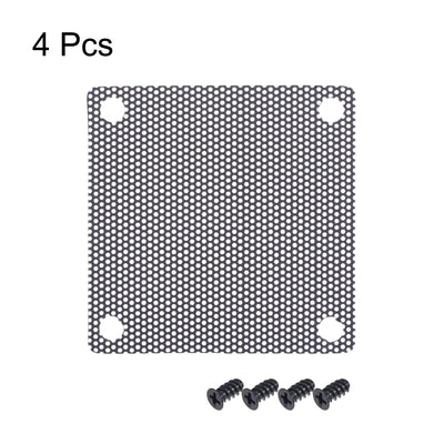 Harfington Uxcell PC Dust Fan Screen with Screws for Cooling Dustproof Case Cover PVC 50mm 4pcs