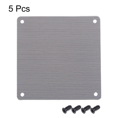 Harfington Uxcell PC Dust Fan Screen with Screws for Cooling Dustproof Case Cover PVC 120mm 5pcs