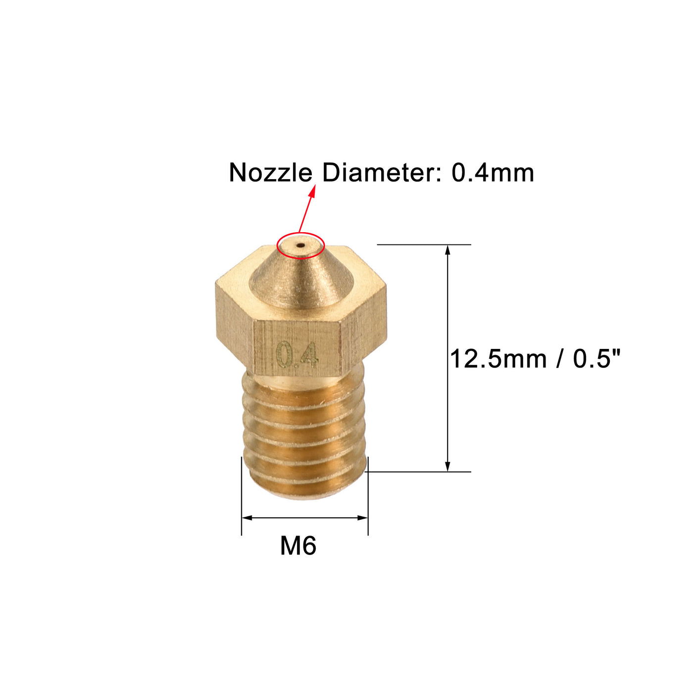 uxcell Uxcell 0.4mm 3D Printer Nozzle, 14pcs M6 Thread for V5 V6 1.75mm Extruder Print, Brass