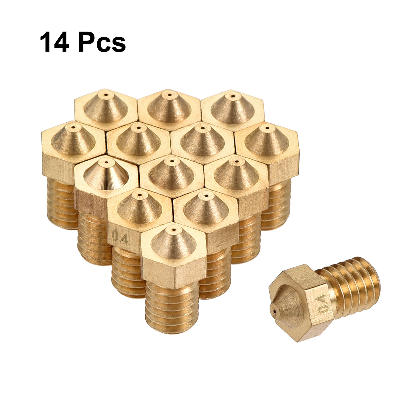 uxcell Uxcell 0.4mm 3D Printer Nozzle, 14pcs M6 Thread for V5 V6 1.75mm Extruder Print, Brass