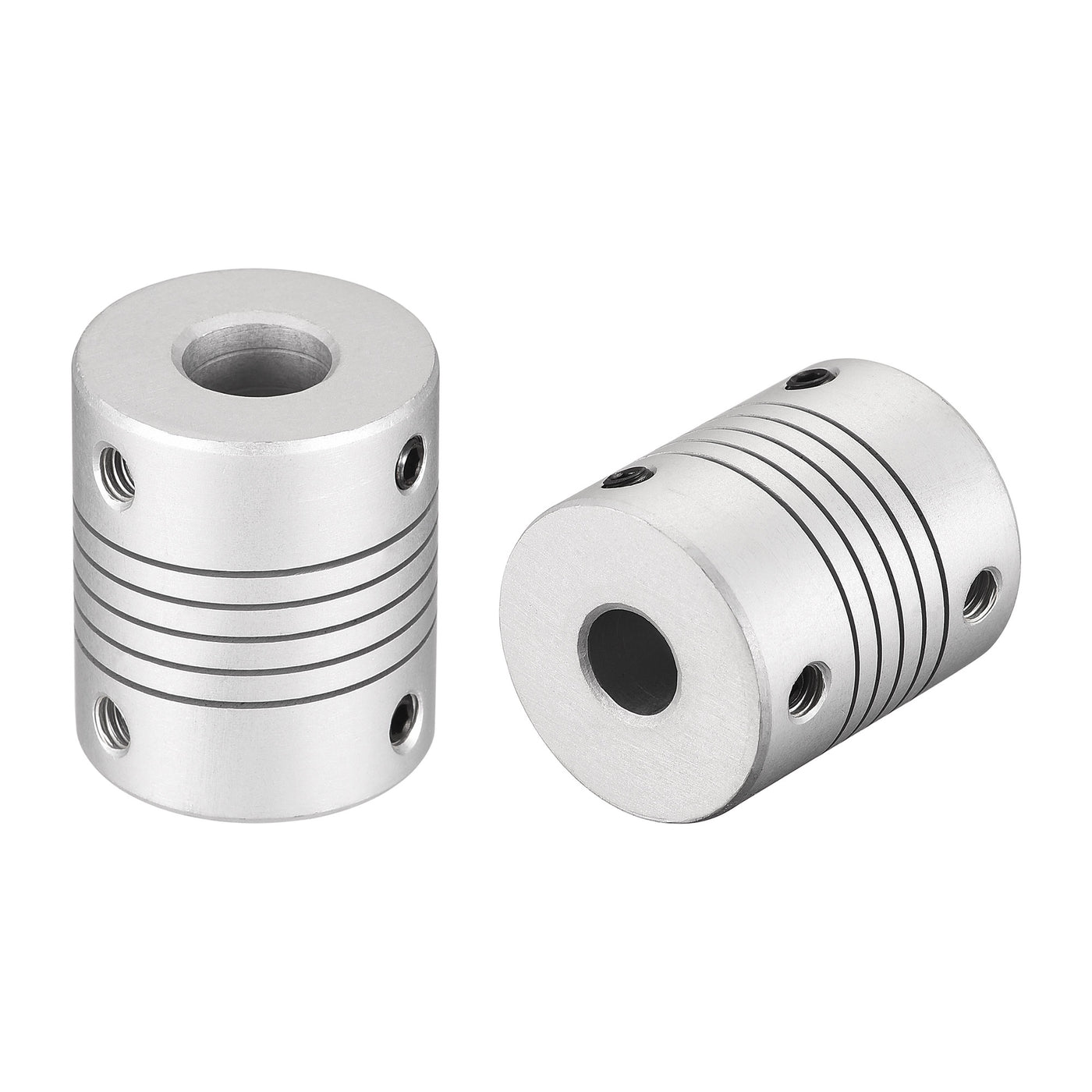 uxcell Uxcell 10mm to 8mm Aluminum Alloy Shaft Coupling Flexible Coupler L30xD25 Silver 2Pcs