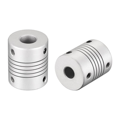 Harfington Uxcell 10mm to 8mm Aluminum Alloy Shaft Coupling Flexible Coupler L30xD25 Silver 2Pcs