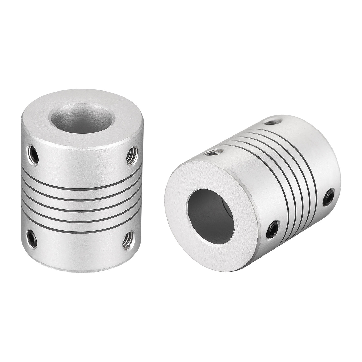 uxcell Uxcell 2Stk. 12mm zu 12mm Aluminiumlegierung Schaft Flexible Kupplung Motor Verbindungsstück L30xD25 Silber