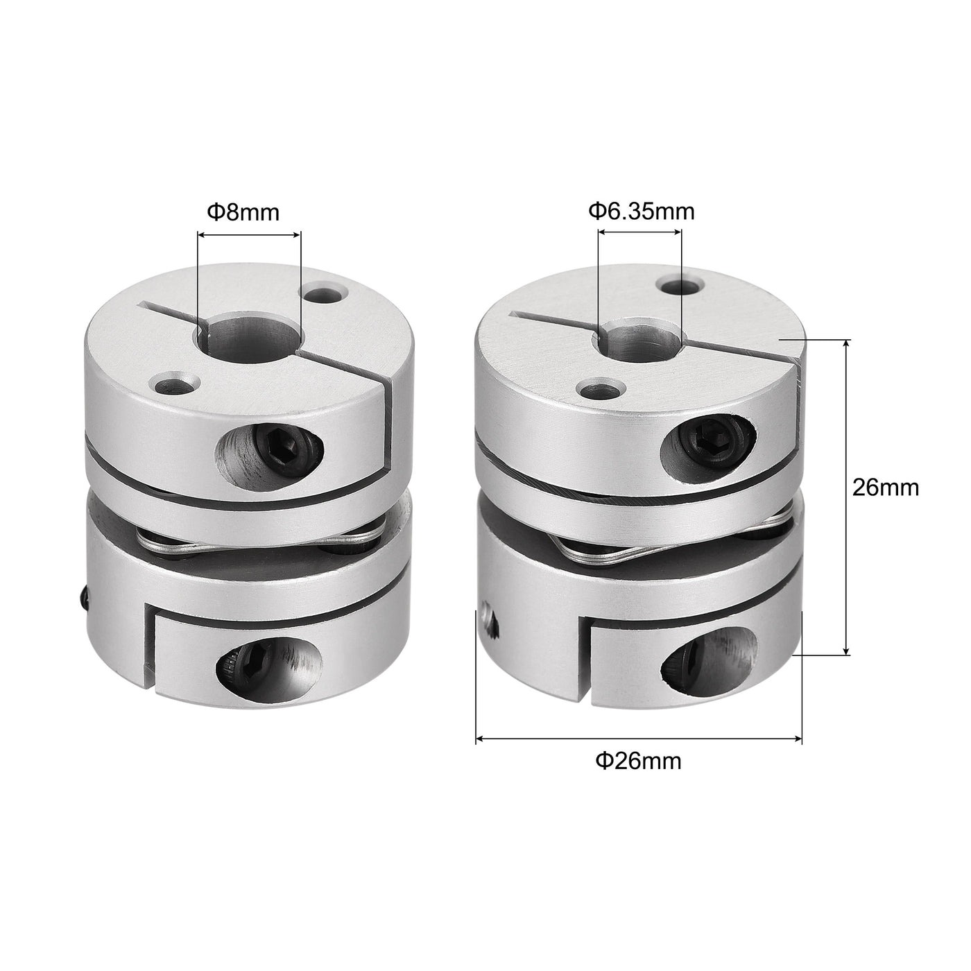 uxcell Uxcell 6.35mm to 8mm Bore One Diaphragm Motor Wheel Flexible Coupling Joint