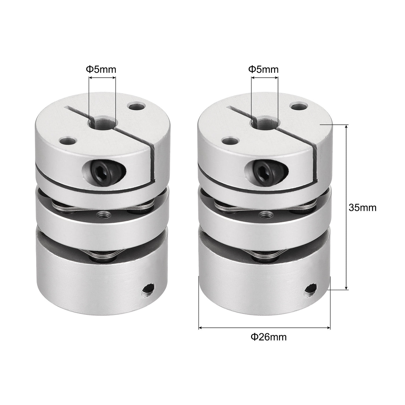 uxcell Uxcell 5mm to 5mm Bore Double Diaphragm Motor Wheel Flexible Coupling Joint