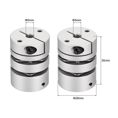 Harfington Uxcell 5mm to 5mm Bore Double Diaphragm Motor Wheel Flexible Coupling Joint