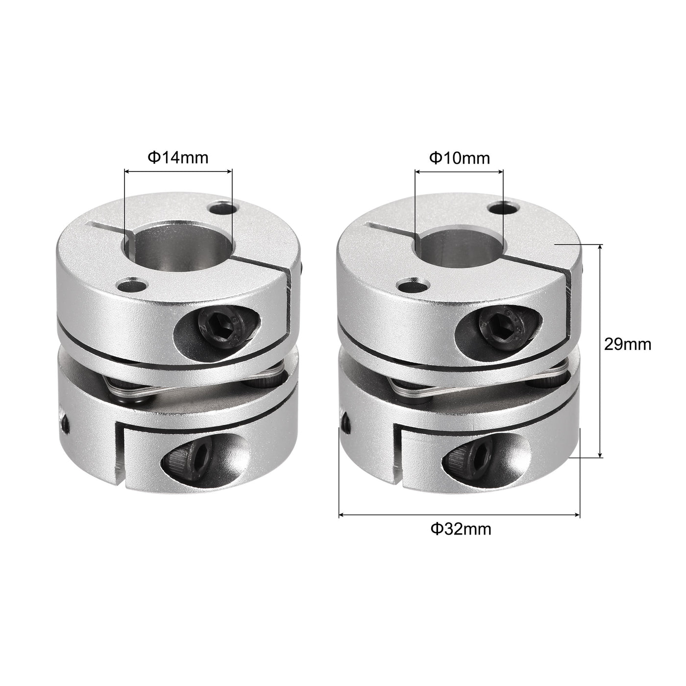 uxcell Uxcell 10mm to 14mm Bore One Diaphragm Motor Wheel Flexible Coupling Joint M4 Wrench