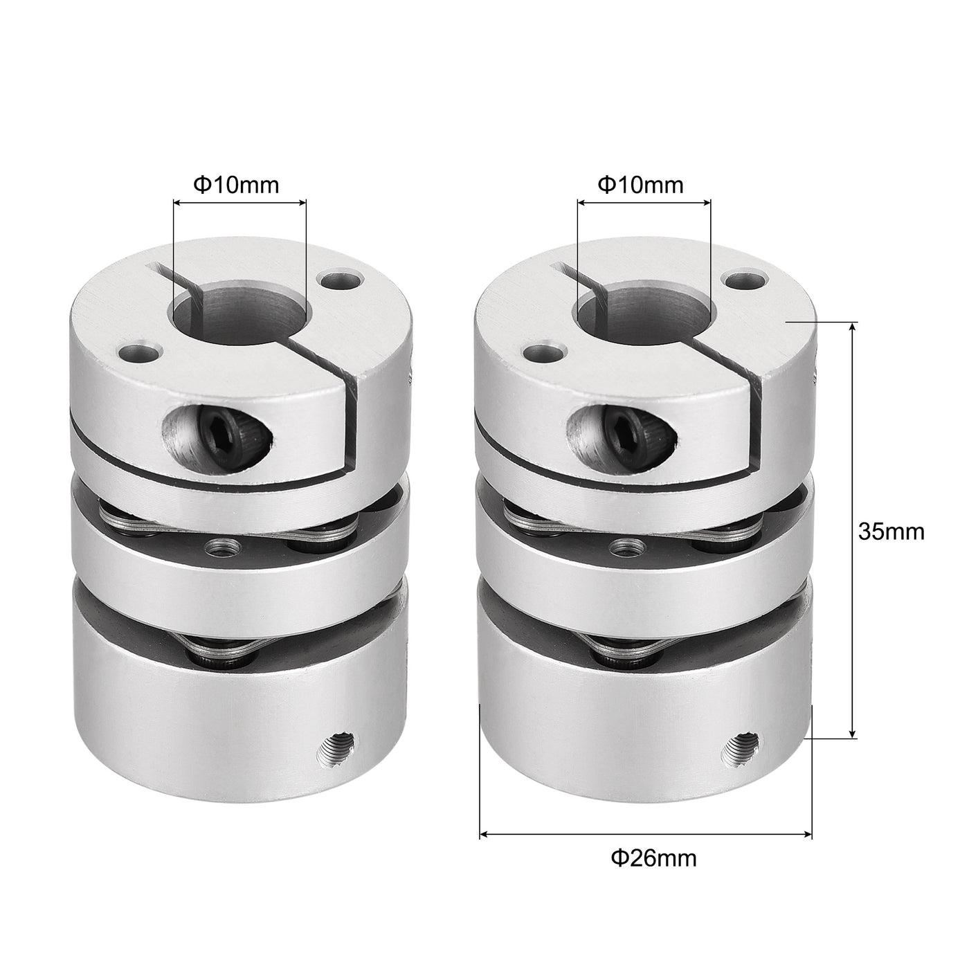 uxcell Uxcell 10mm to 10mm Bore Double Diaphragm Motor Wheel Flexible Coupling Joint M3 Wrench