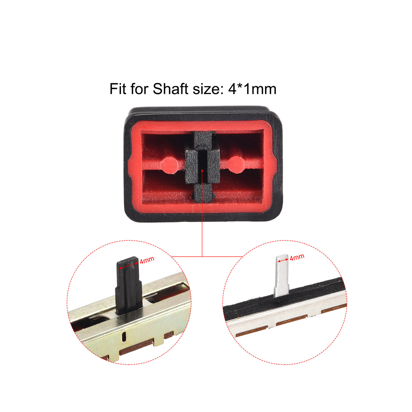 uxcell Uxcell 5 Stück Kunststoff Gerade Schiebepotentiometer Flacher Druckknopf Einsatz Welle 4x1mm Rot Schwarz