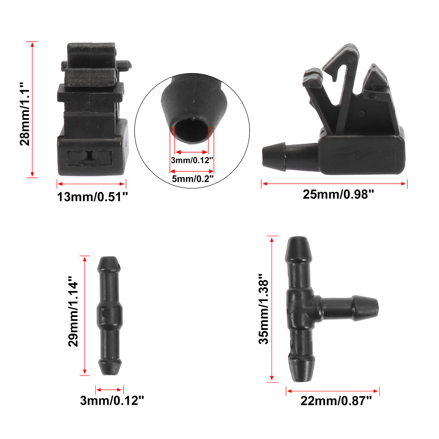 X AUTOHAUX 7pcs Front Windshield Washer Nozzles for Citroen Berlingo for MK2 2 Meters Windshield Washer Hose with 4pcs Connectors Replaces 6438Z7