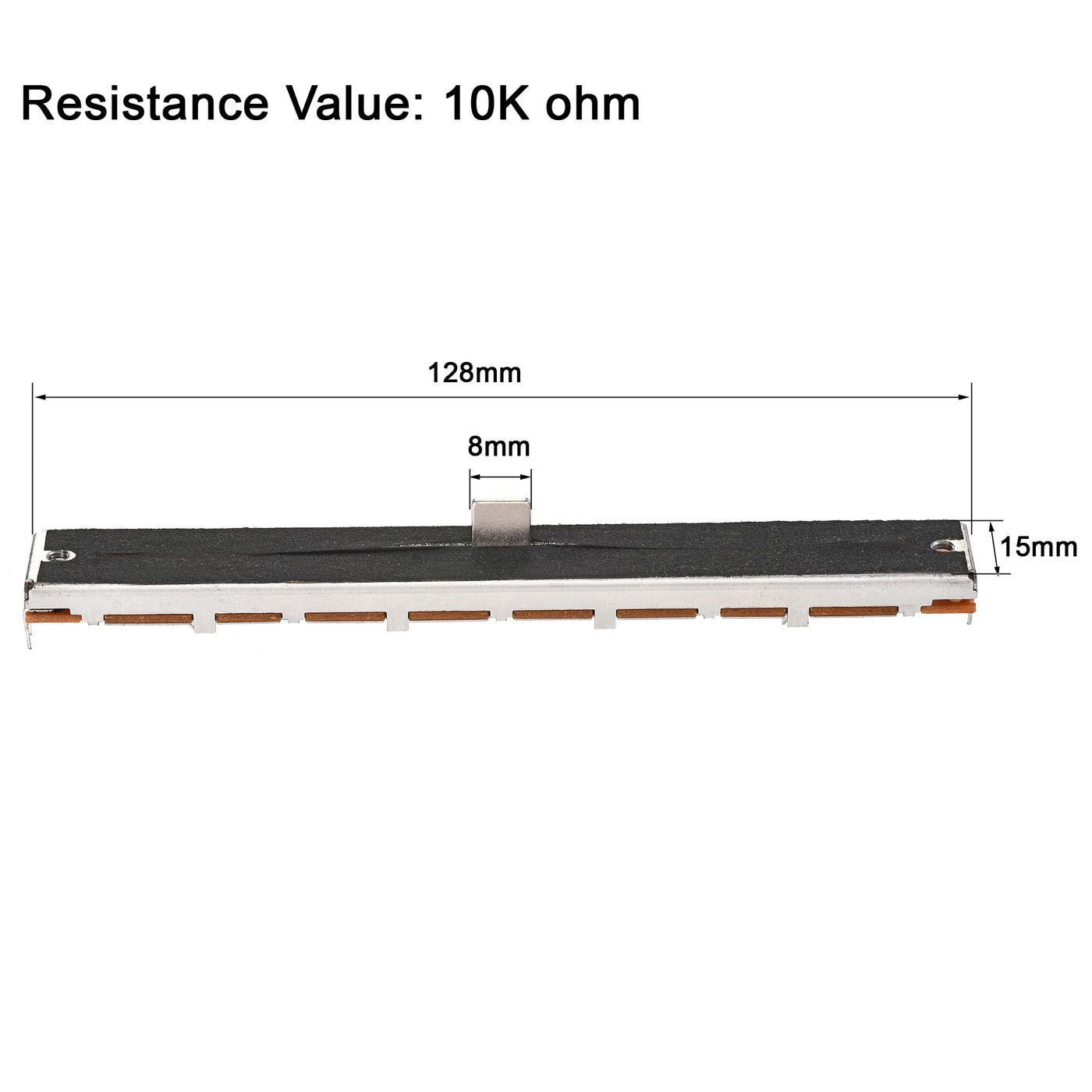 uxcell Uxcell Variable Resistors 128mm Straight Slide Potentiometer B10K Ohm Dual Channel 2pcs