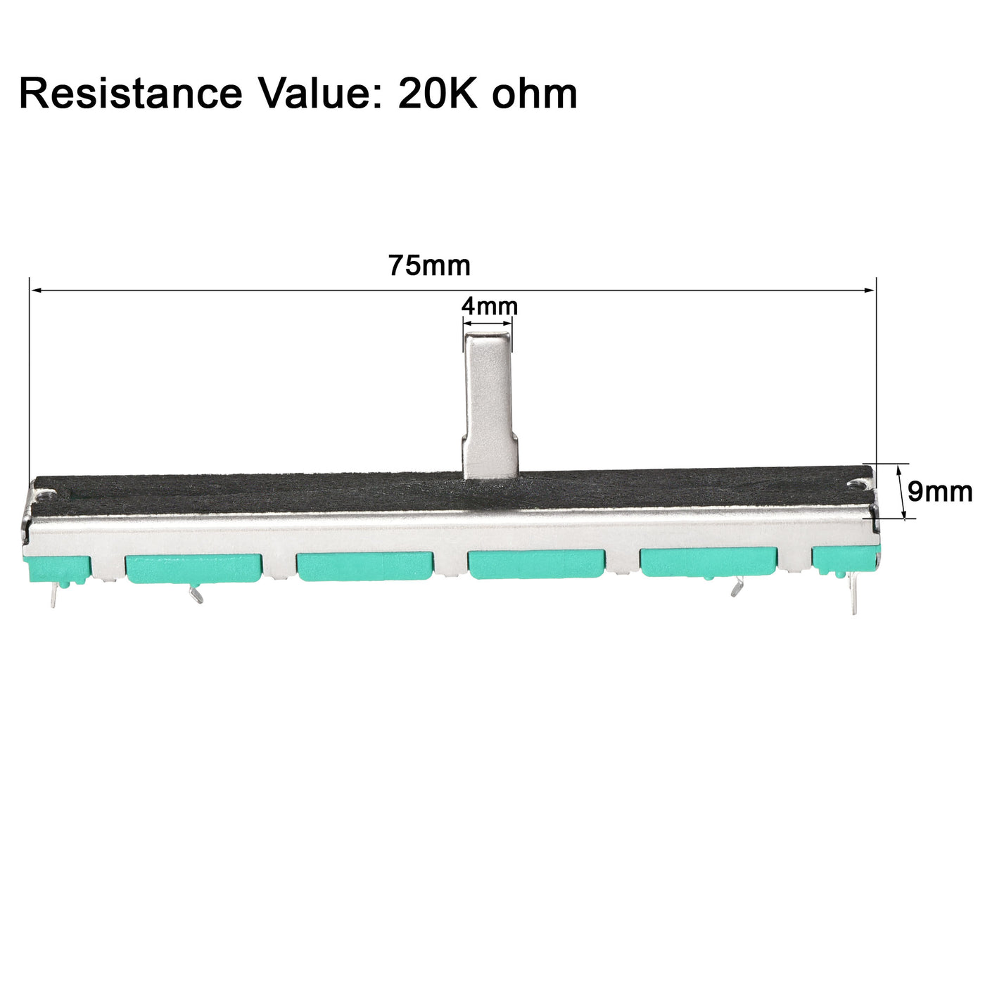 uxcell Uxcell Variable Resistors 75mm Straight Slide Potentiometer A20K Ohm Dual Channel 5pcs