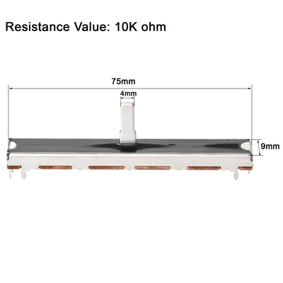 Harfington Uxcell 5Stk Fader Variabler Widerstände Mischer B10K Ohm Linear potentiometer 75mm Gerade Rutsche Ein-Kanal