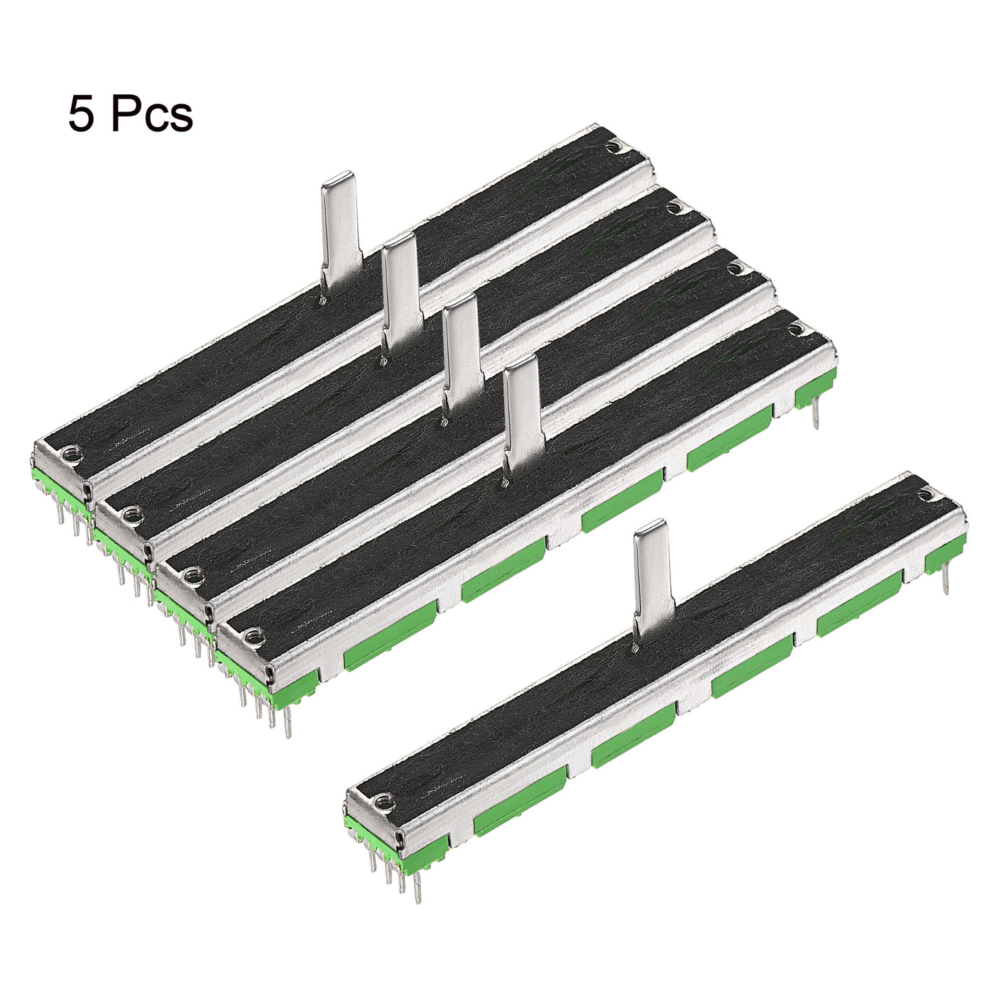 uxcell Uxcell Variable Resistors 75mm Straight Slide Potentiometer B20K Ohm Dual Channel 5pcs