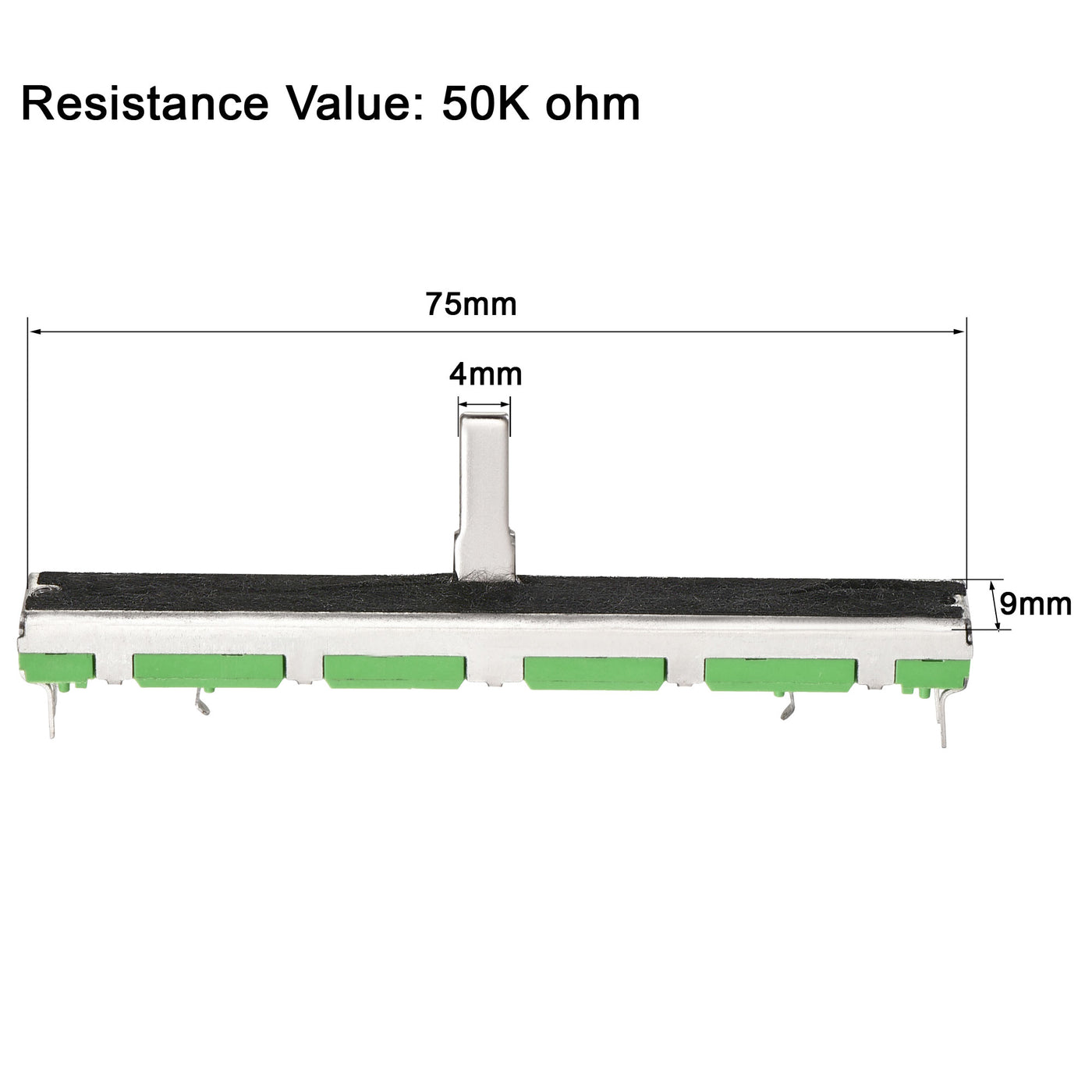 uxcell Uxcell Variable Resistors 75mm Straight Slide Potentiometer A50K Ohm Dual Channel 5pcs