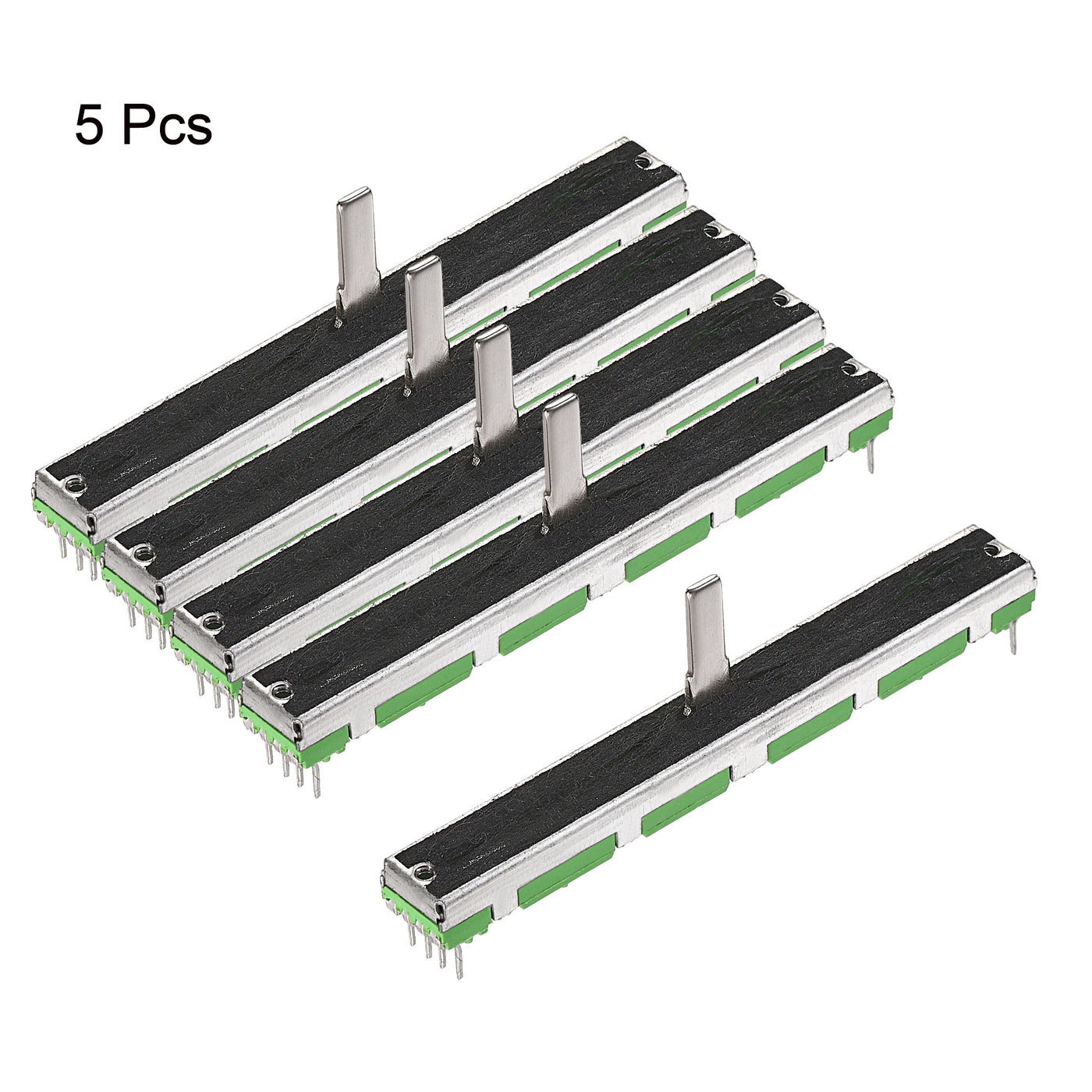 uxcell Uxcell 5Stk Fader Variabler Widerstände Mischer Linear potentiometer Potentiometer A50K Ohm Doppelkanal 75mm Gerade Rutsche mit Knöpfen