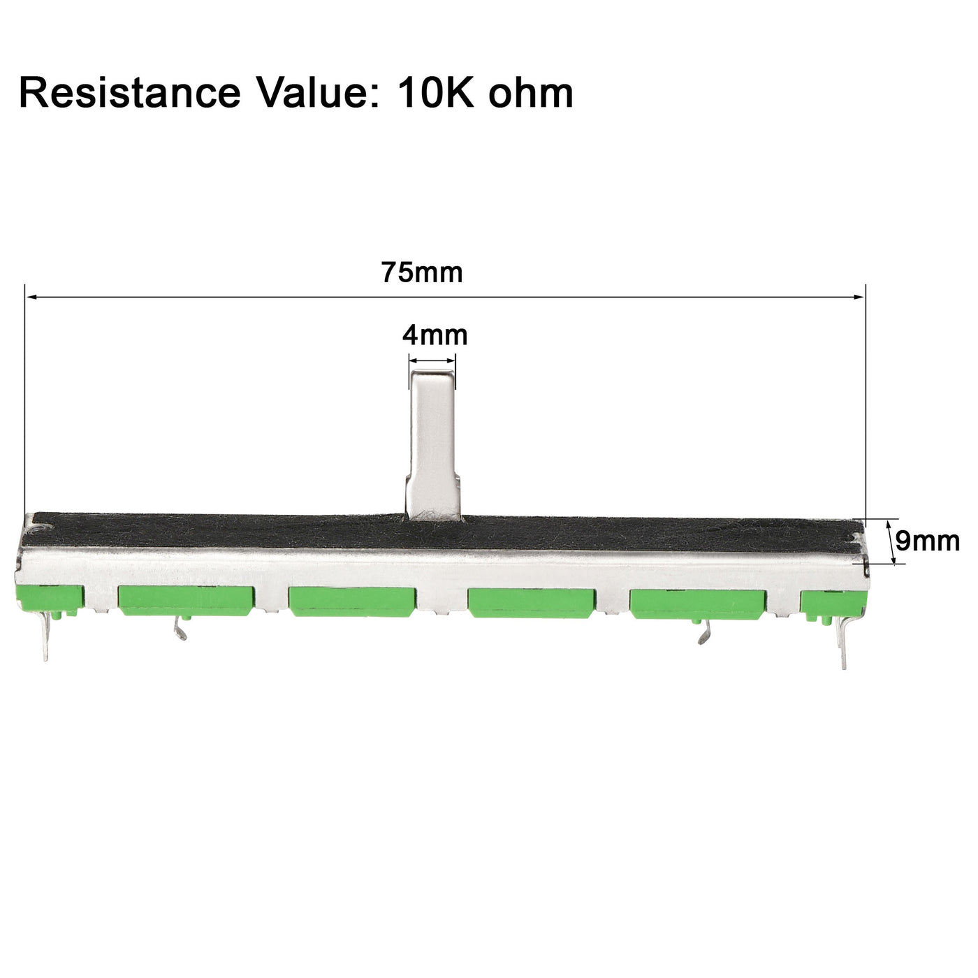 uxcell Uxcell Variable Resistors 75mm Straight Slide Potentiometer A10K Ohm Dual Channel 5pcs