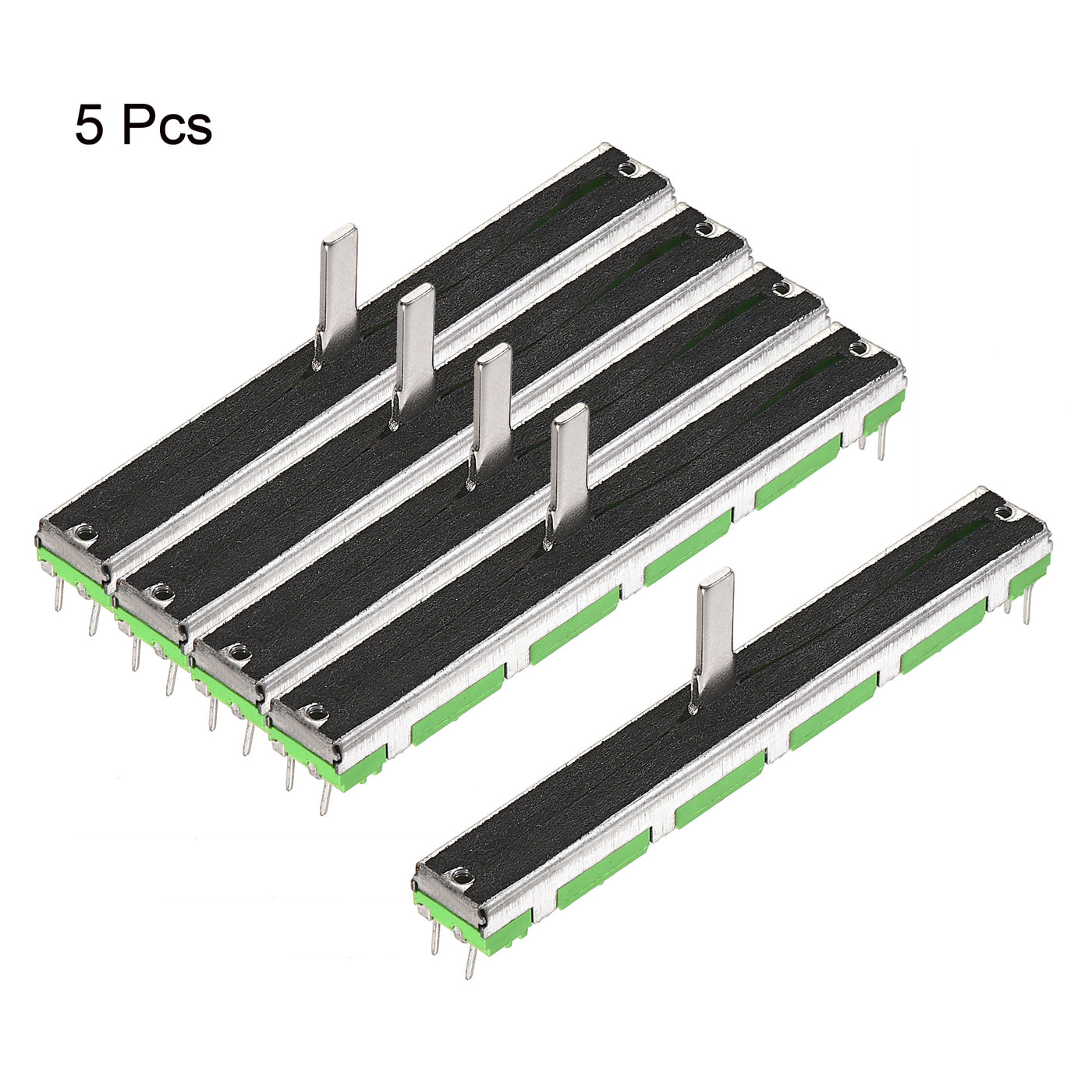 uxcell Uxcell Variable Resistors 75mm Straight Slide Potentiometer A10K Ohm Dual Channel 5pcs