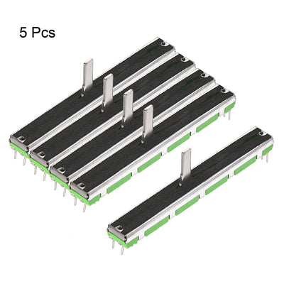 Harfington Uxcell Variable Resistors 75mm Straight Slide Potentiometer A10K Ohm Dual Channel 5pcs