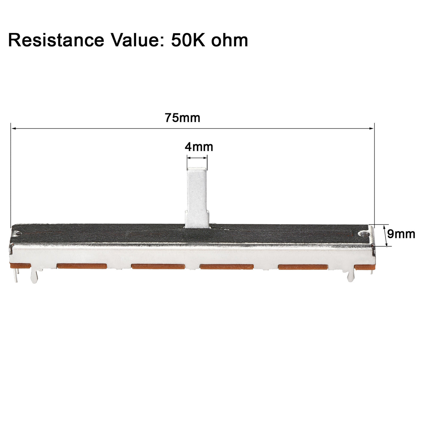 uxcell Uxcell Variable Resistors 75mm Straight Slide Potentiometer B50K Single Channel 5pcs