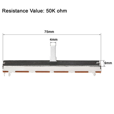 Harfington Uxcell Variable Resistors 75mm Straight Slide Potentiometer B50K Single Channel 5pcs