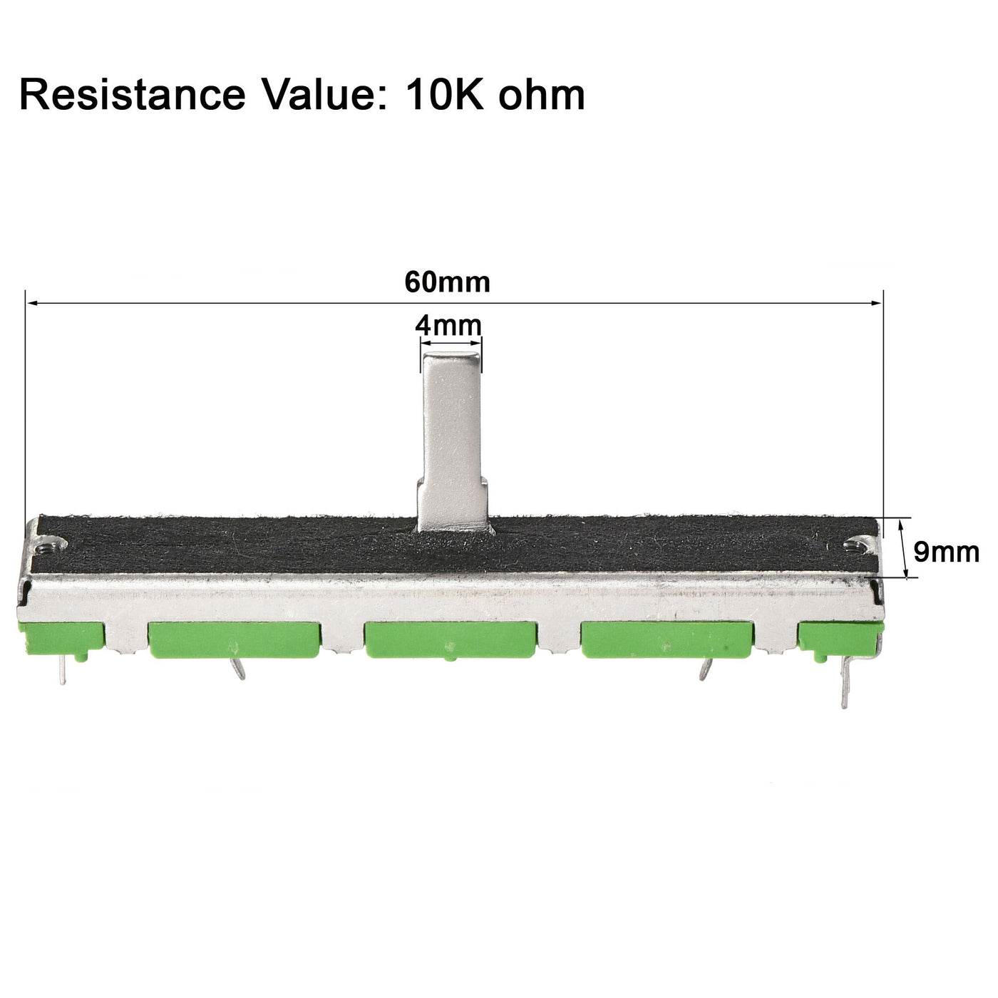 uxcell Uxcell 5Stk Fader Variabler Widerstände Mischer Linear potentiometer mit Knöpfen Potentiometer Doppelkanal B10K Ohm 60mm Gerade Rutsche