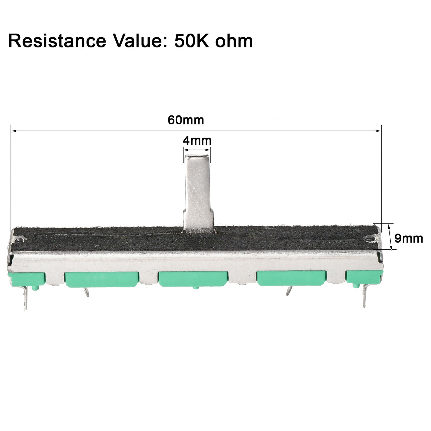 uxcell Uxcell Variable Resistors 60mm Straight Slide Potentiometer A50K Ohm Dual Channel 5pcs