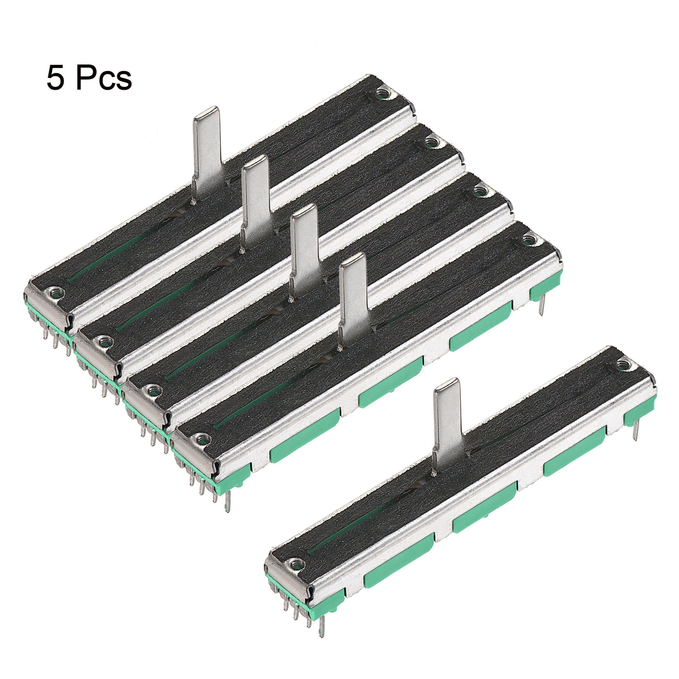 uxcell Uxcell Variable Resistors 60mm Straight Slide Potentiometer A50K Ohm Dual Channel 5pcs