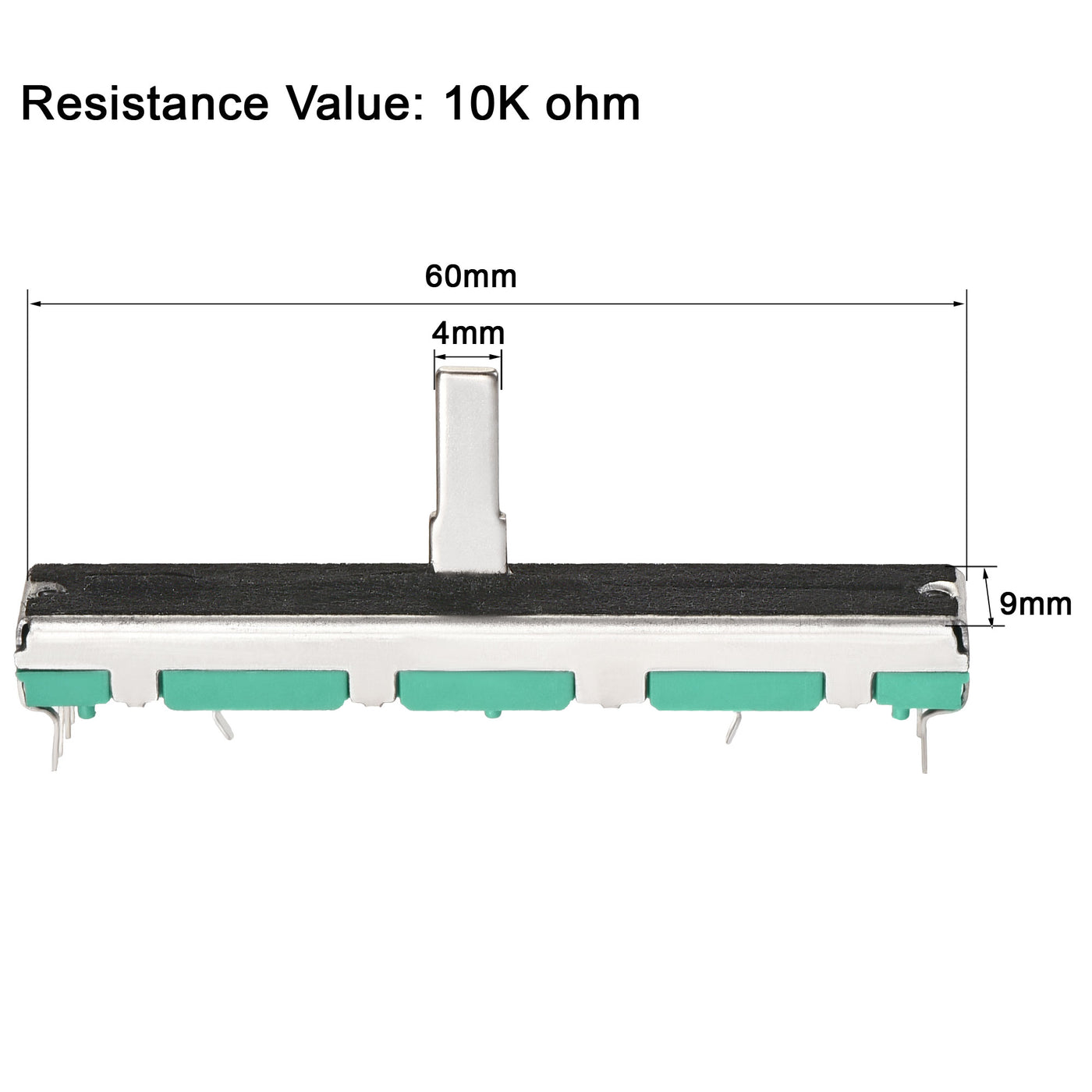 uxcell Uxcell 5Stk Fader Variabler Widerstände Mischer mit Knöpfen 60mm Gerade Rutsche Potentiometer Doppelkanal Linear potentiometer A10K Ohm