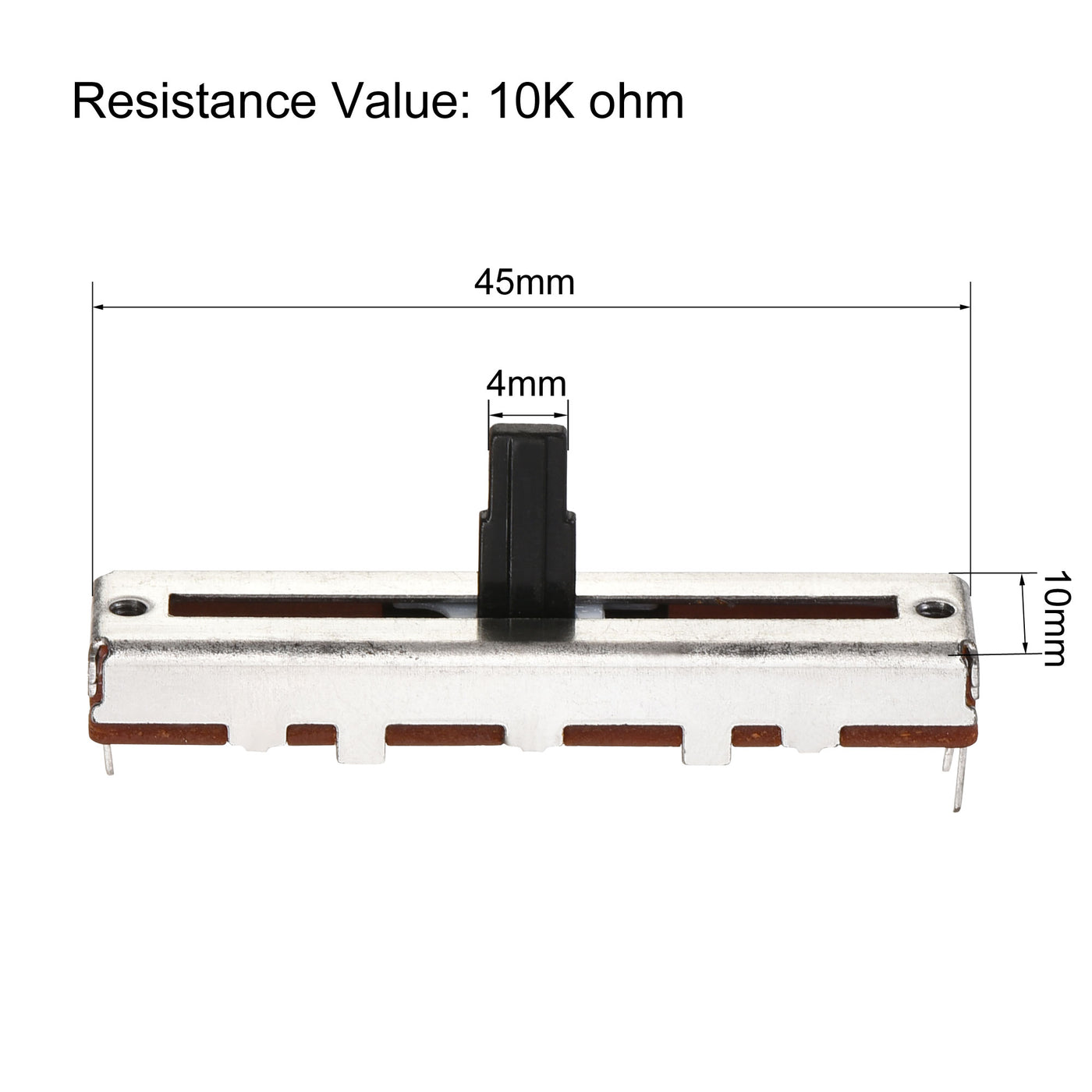 uxcell Uxcell Variable Resistors 45mm Straight Slide Potentiometer B10K Single Channel 2pcs