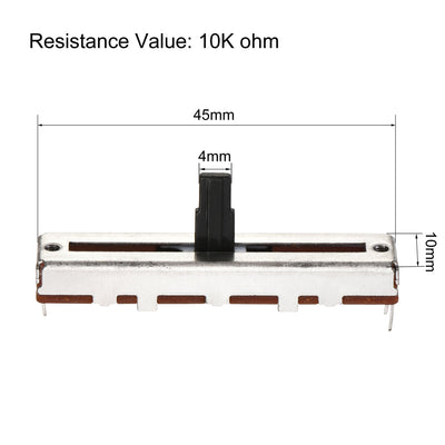 Harfington Uxcell Variable Resistors 45mm Straight Slide Potentiometer B10K Single Channel 2pcs