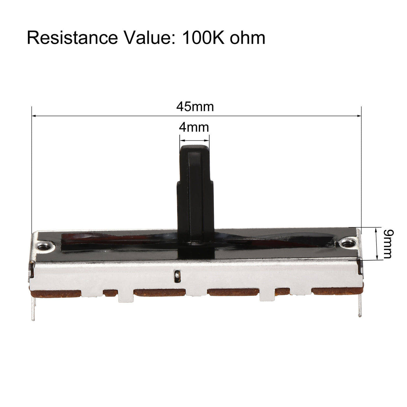 uxcell Uxcell 2Stk Fader Variabler Widerstände Mischer mit Knöpfen 45mm Gerade Rutsche Ein Kanal Potentiometer B100K Ohm