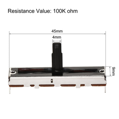 Harfington Uxcell 2Stk Fader Variabler Widerstände Mischer mit Knöpfen 45mm Gerade Rutsche Ein Kanal Potentiometer B100K Ohm